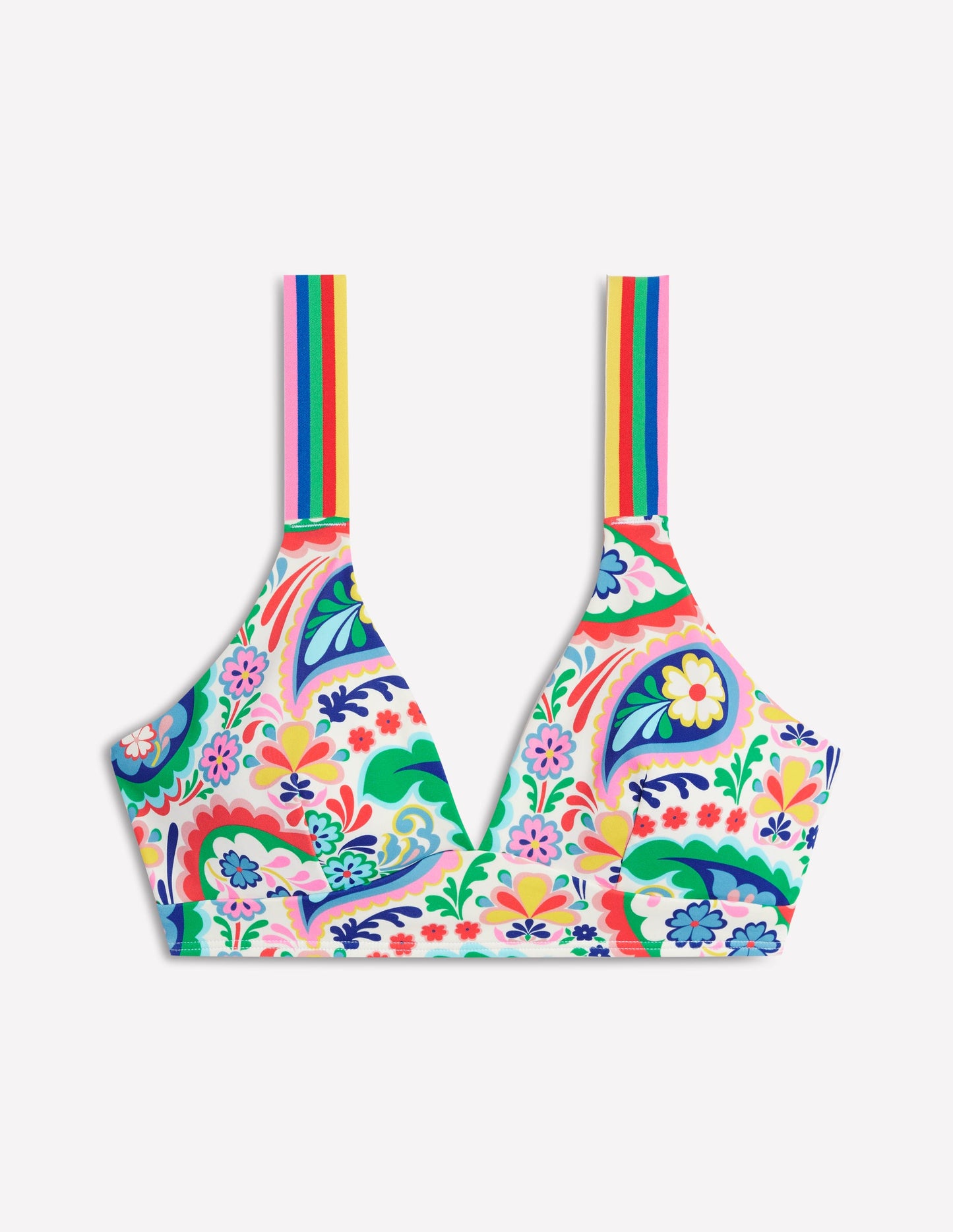 Multicolour Strap Bikini Top-Multi, Meadow Paisley