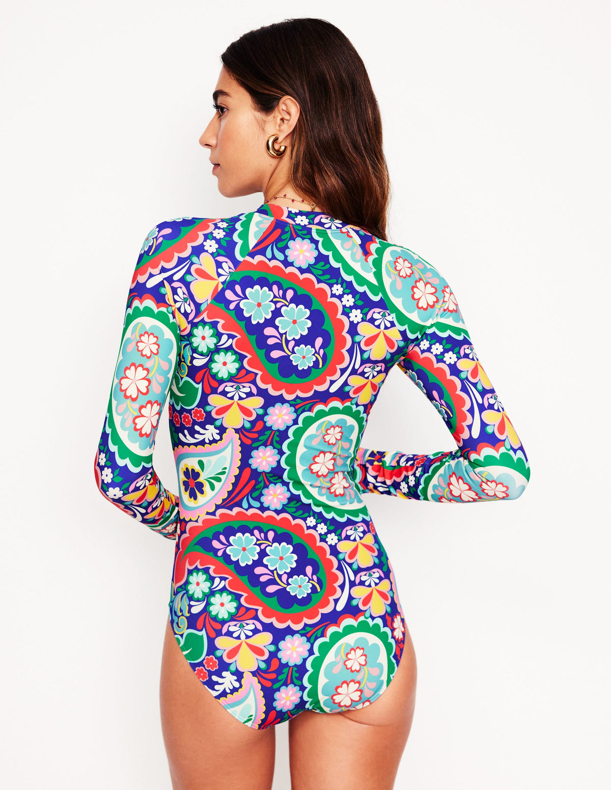 Rash Guard Swimsuit-Multi, Meadow Paisley - Image 3