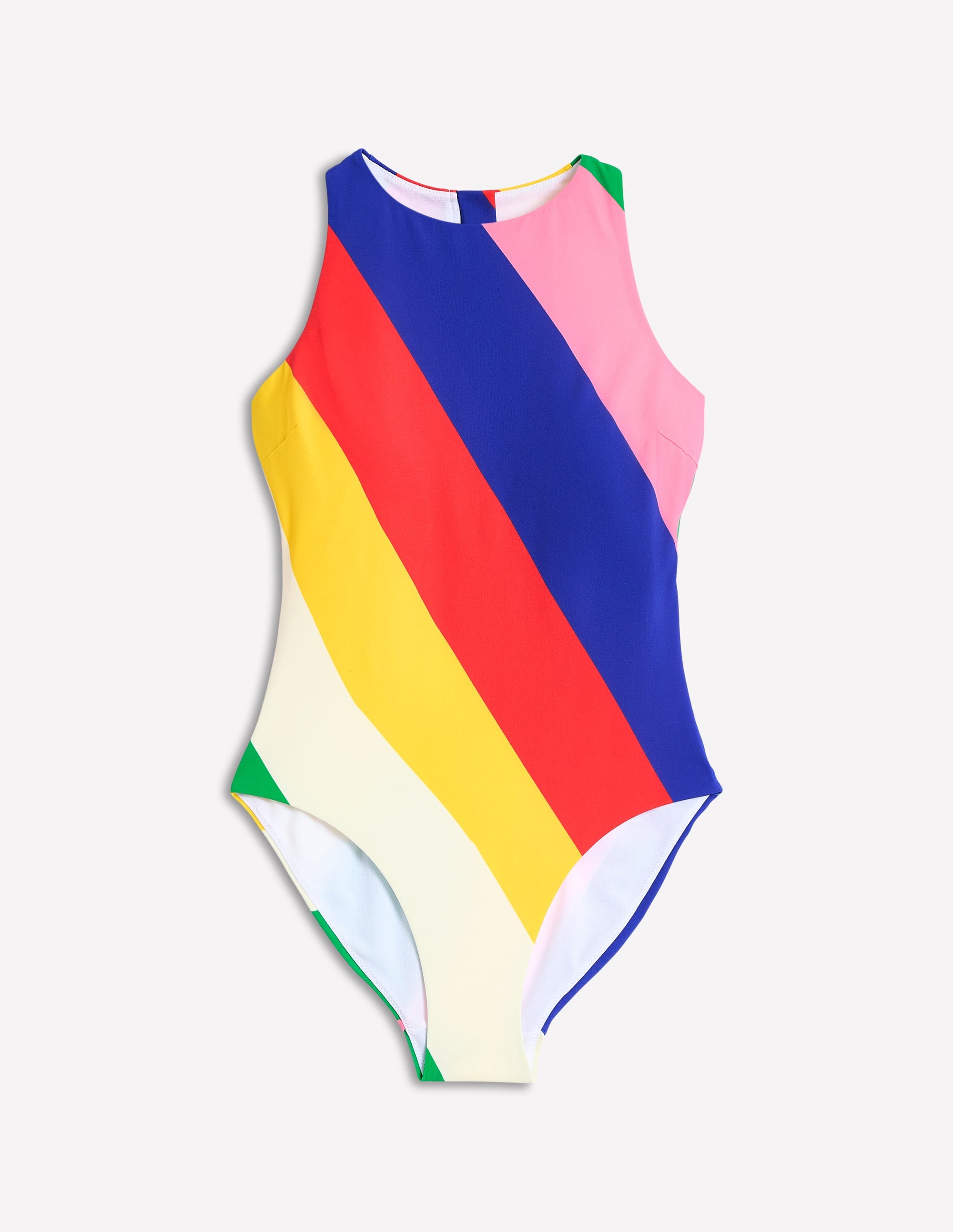 Sporty High Neck Swimsuit-Multi, Rainbow Cascade - Image 6