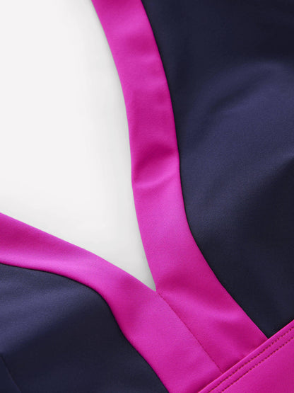 Ios V Panel Bikini Top-Navy, Pink