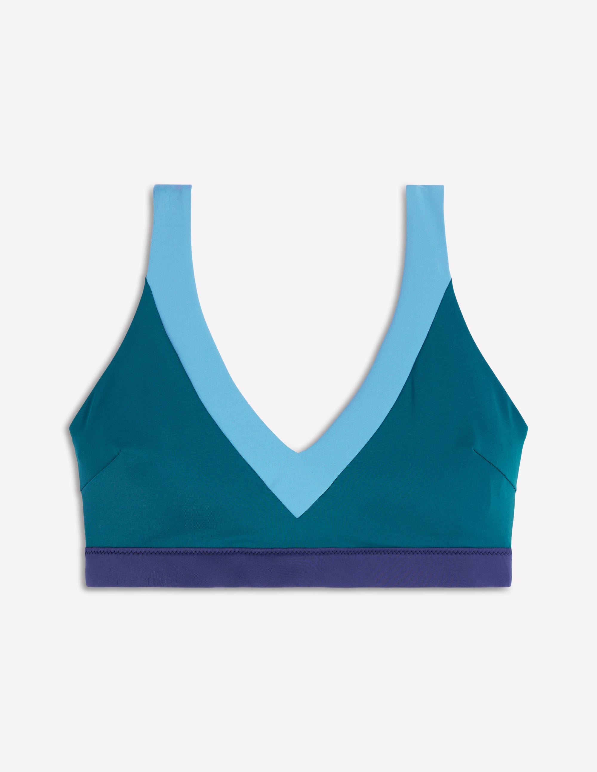 Campania Cross-back Bikini Top-Navy, Green, Blue Colourblock - Image 6