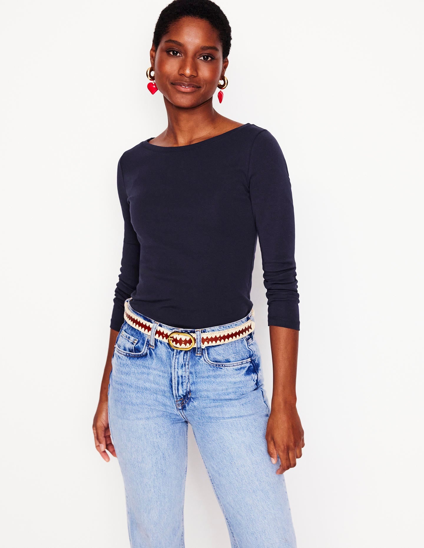 Essential Boat-Neck Jersey Top-Navy-2