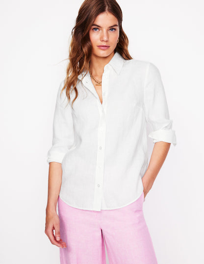 Sienna Linen Shirt-White-4