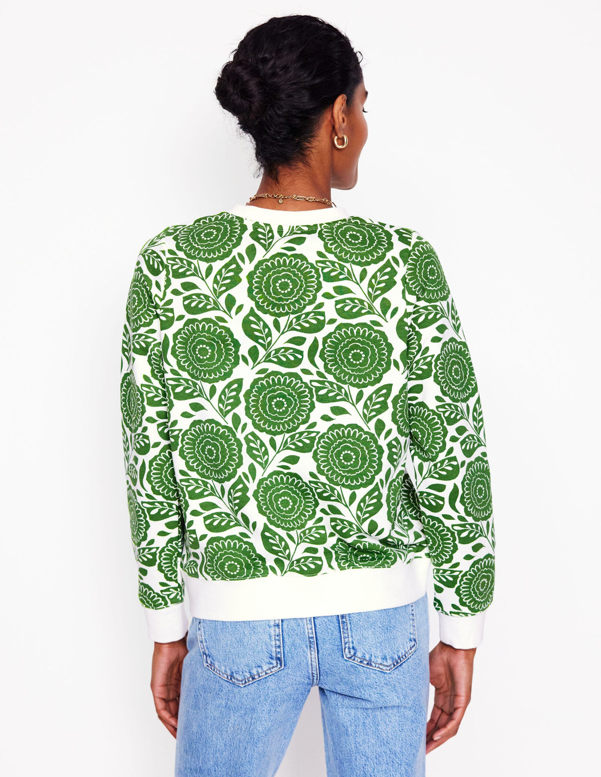 Hannah Printed Sweatshirt-Paradise Green, Dahlia stamp - Image 3
