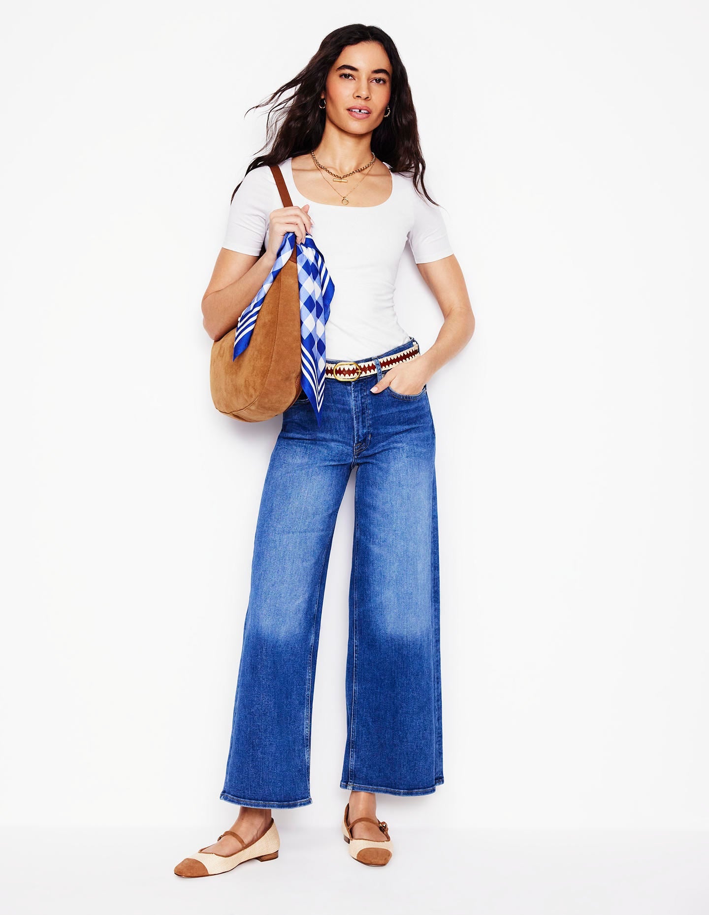 Double Layer Scoop T-shirt-White-3