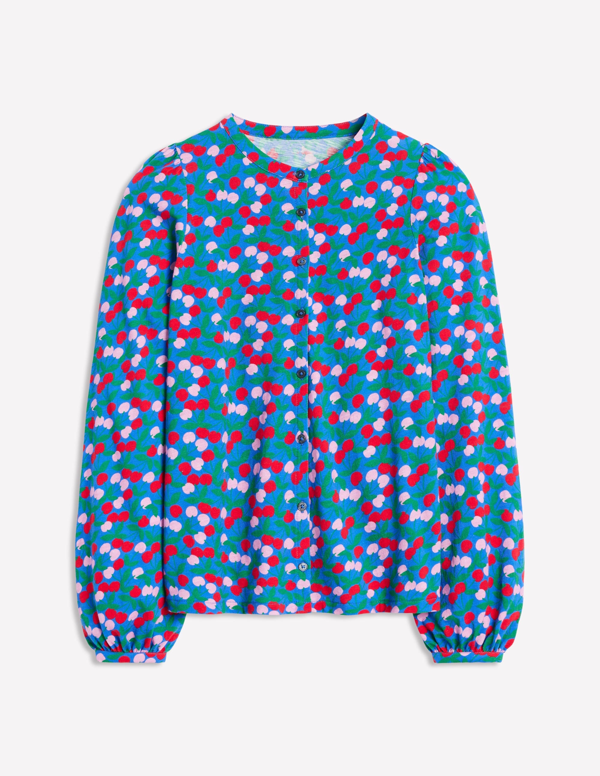 Marina Jersey Shirt-Bright Blue, Cherry Cascade - Image 5
