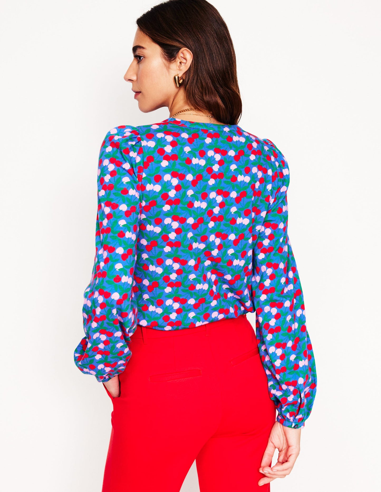 Marina Jersey Shirt-Bright Blue, Cherry