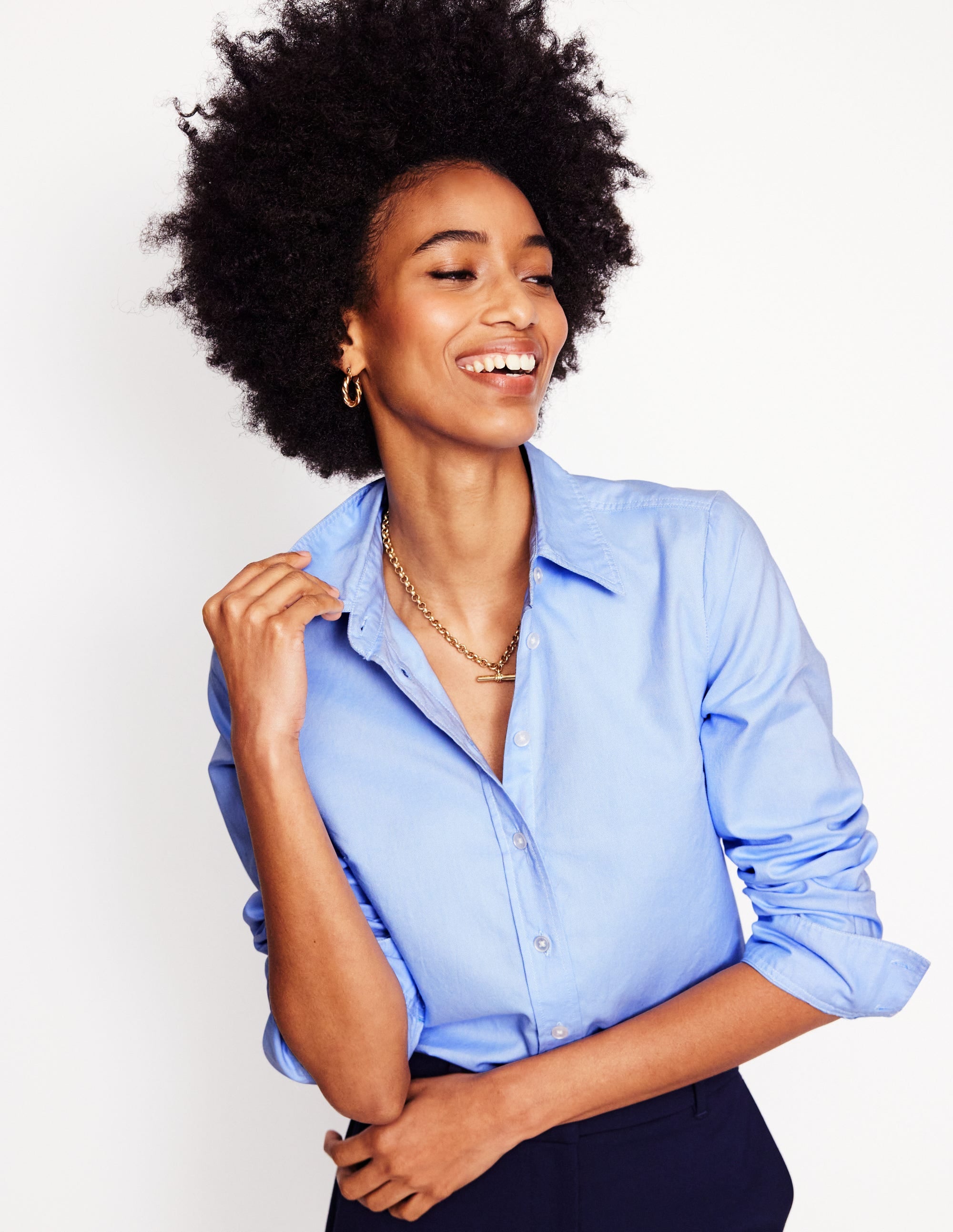 Sienna Cotton Shirt-Blue Oxford - Image 1