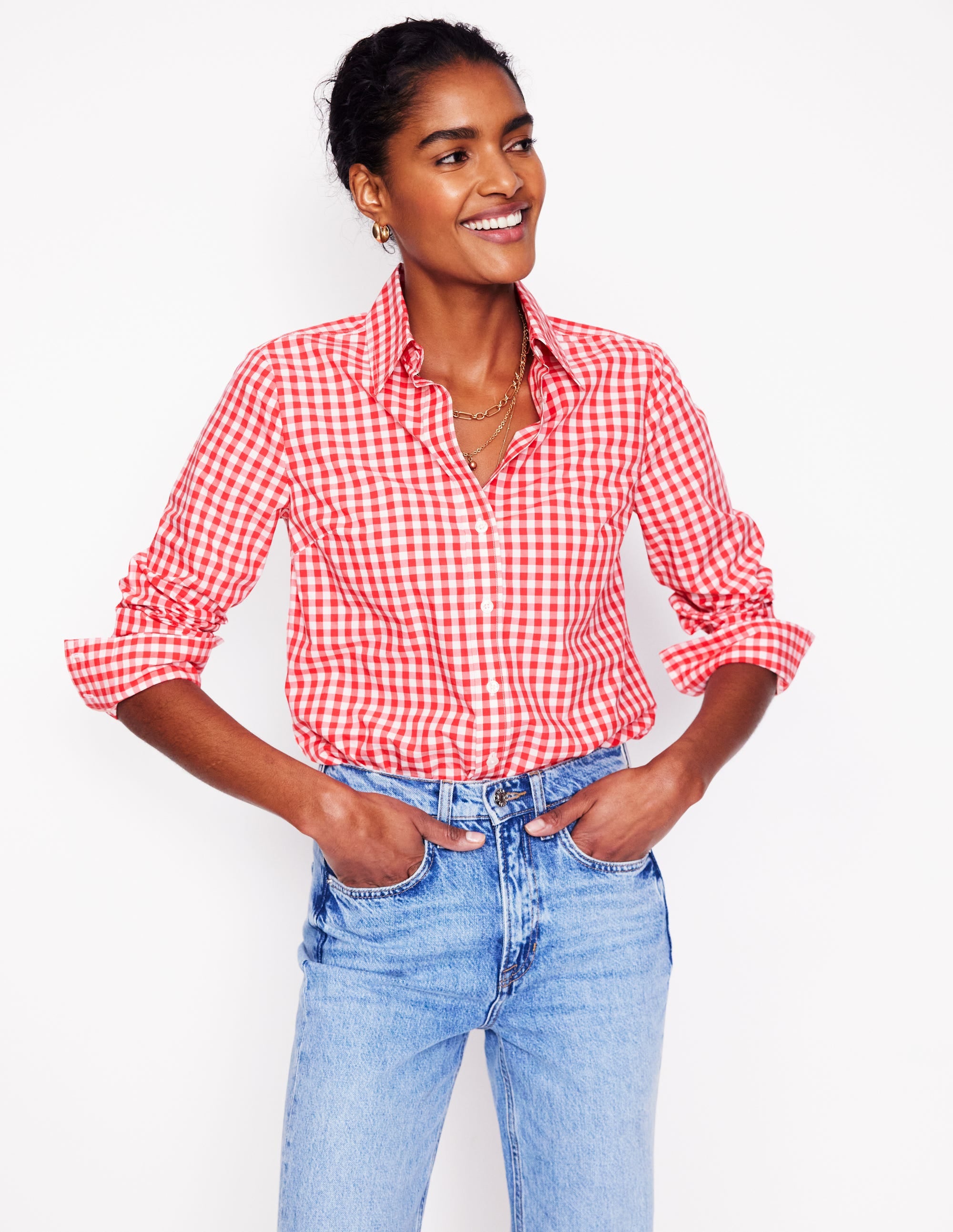 Sienna Cotton Shirt-Jam Red Gingham - Image 1