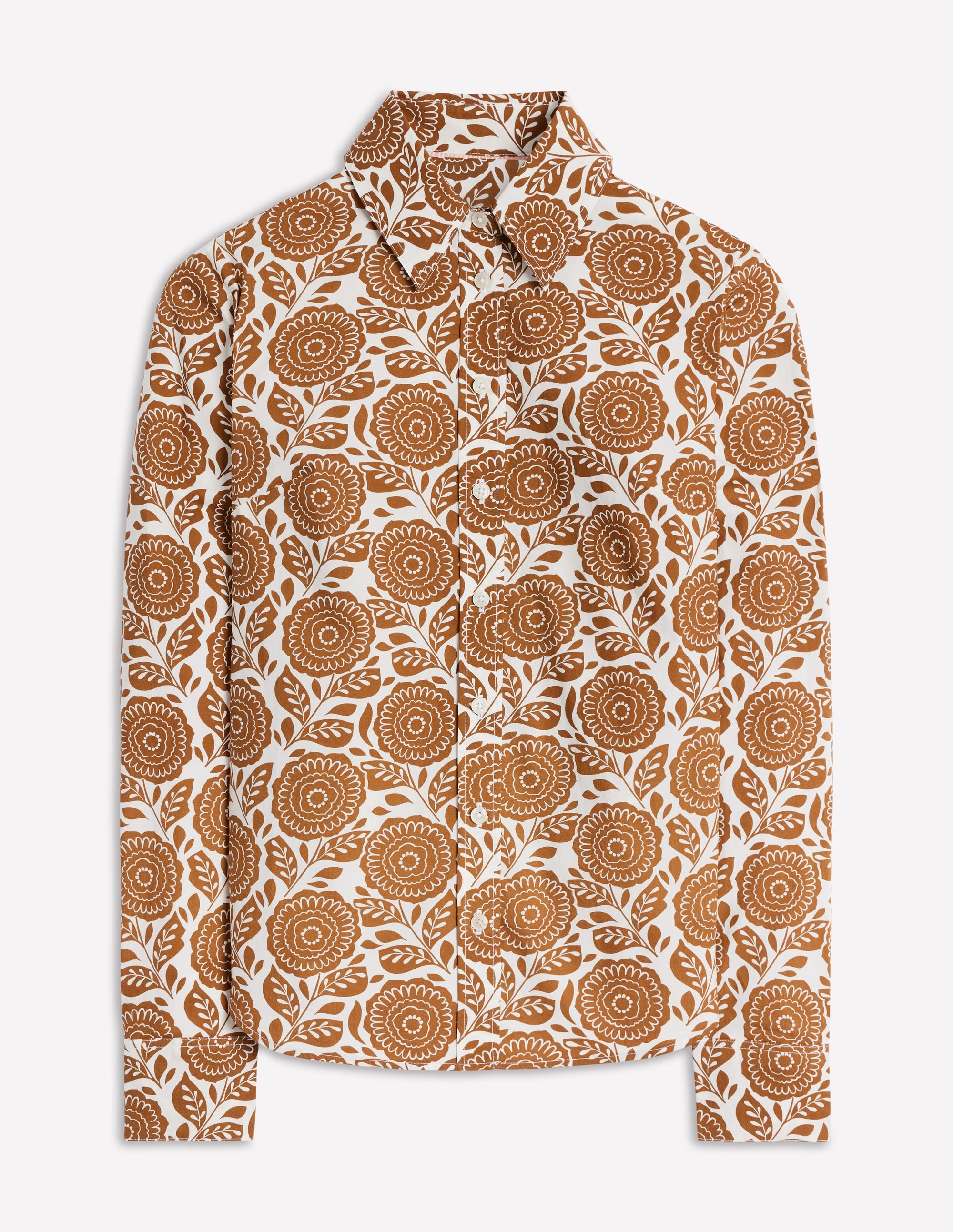 Sienna Cotton Shirt-Gingerbread, Dahlia Stamp - Image 6