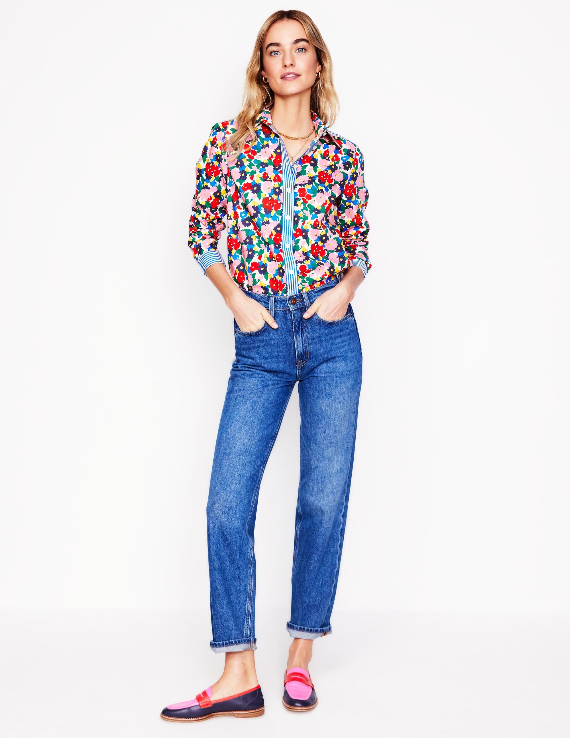 Sienna Cotton Shirt-Multi, Painterly Meadow - Image 5
