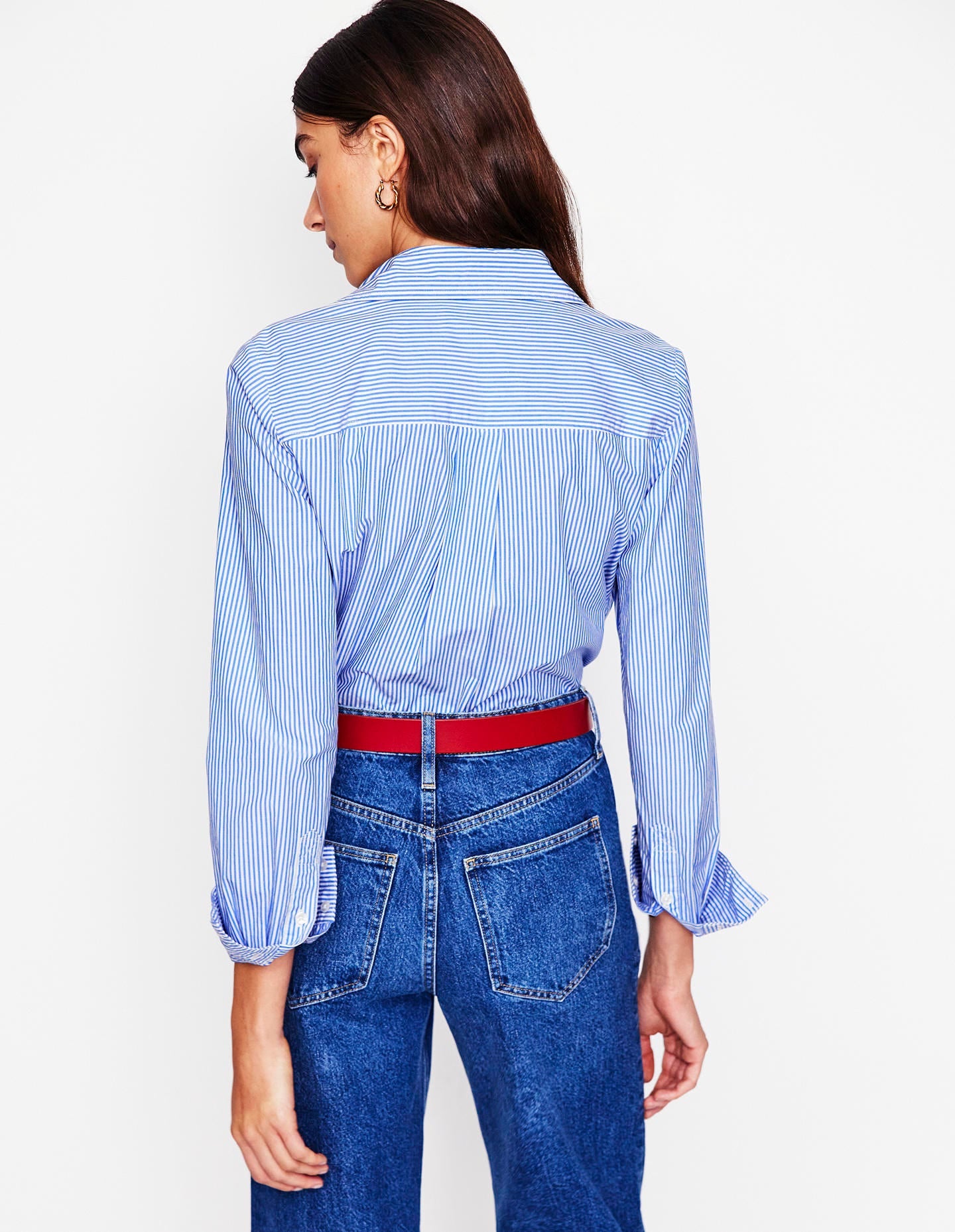 Sienna Cotton Shirt-Fine Blue Stripe-2