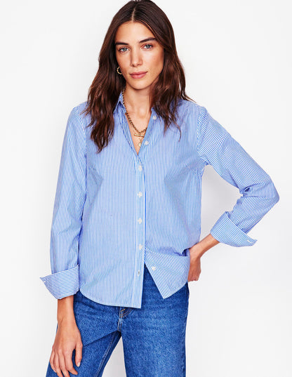 Sienna Cotton Shirt-Fine Blue Stripe-4