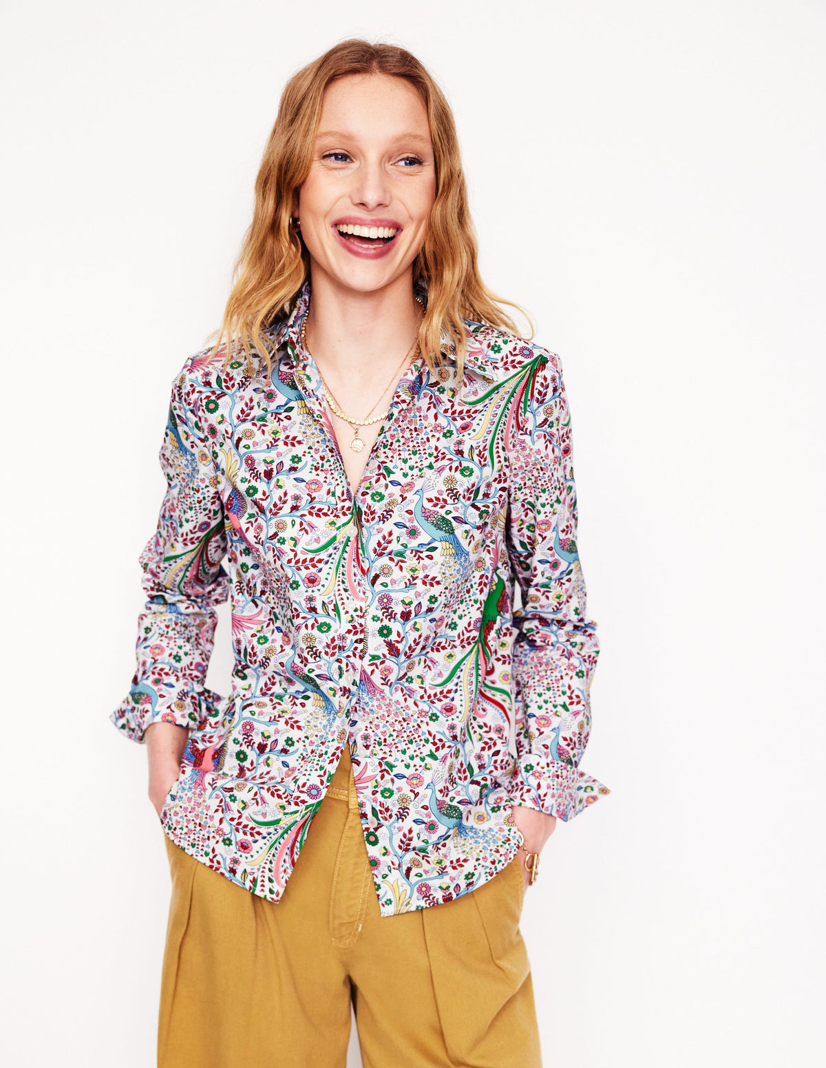 Sienna Cotton Shirt-Multi, Enchanting Peacock - Image 4