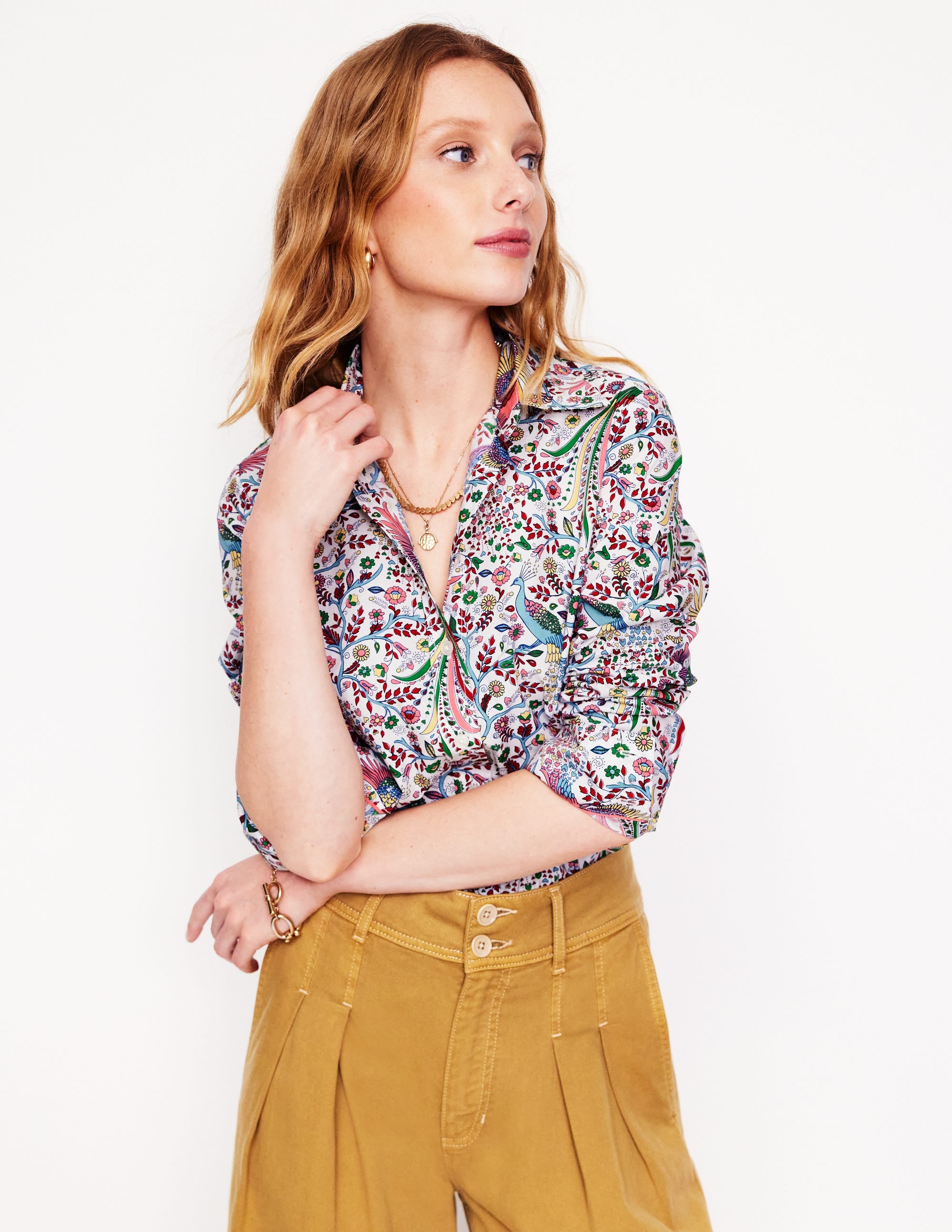Sienna Cotton Shirt-Multi, Enchanting Peacock - Image 5