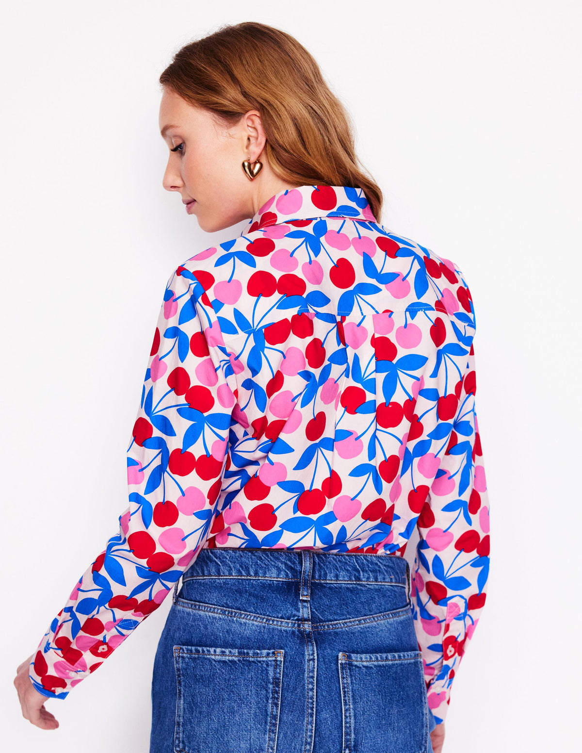 Sienna Cotton Shirt-Chalk Pink, Cherry Cascade - Image 3