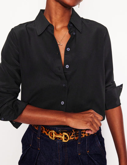 Sienna Silk Shirt-Black