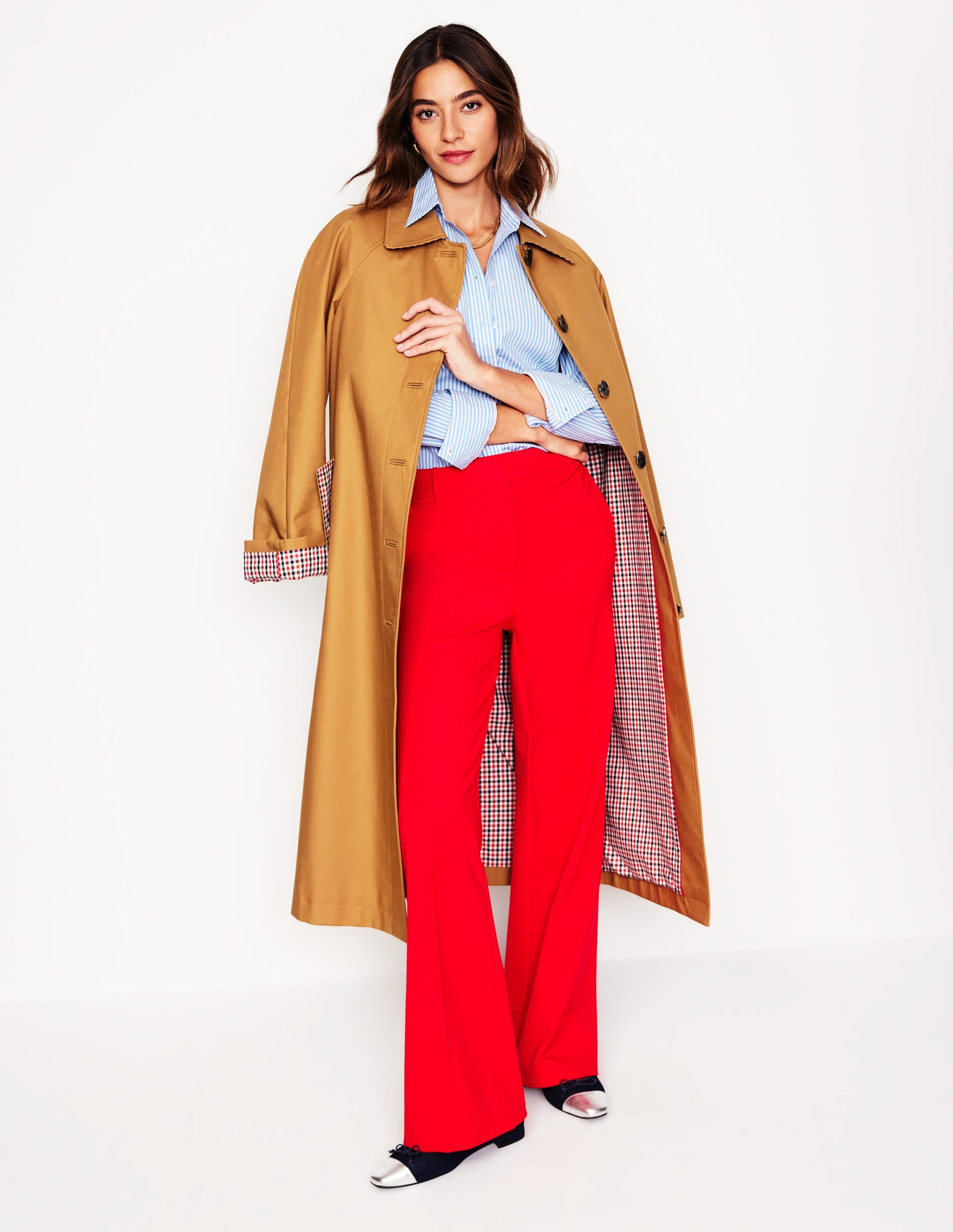 Saskia Stretch Cotton Shirt-Forget Me Not, Ivory Stripe - Image 4