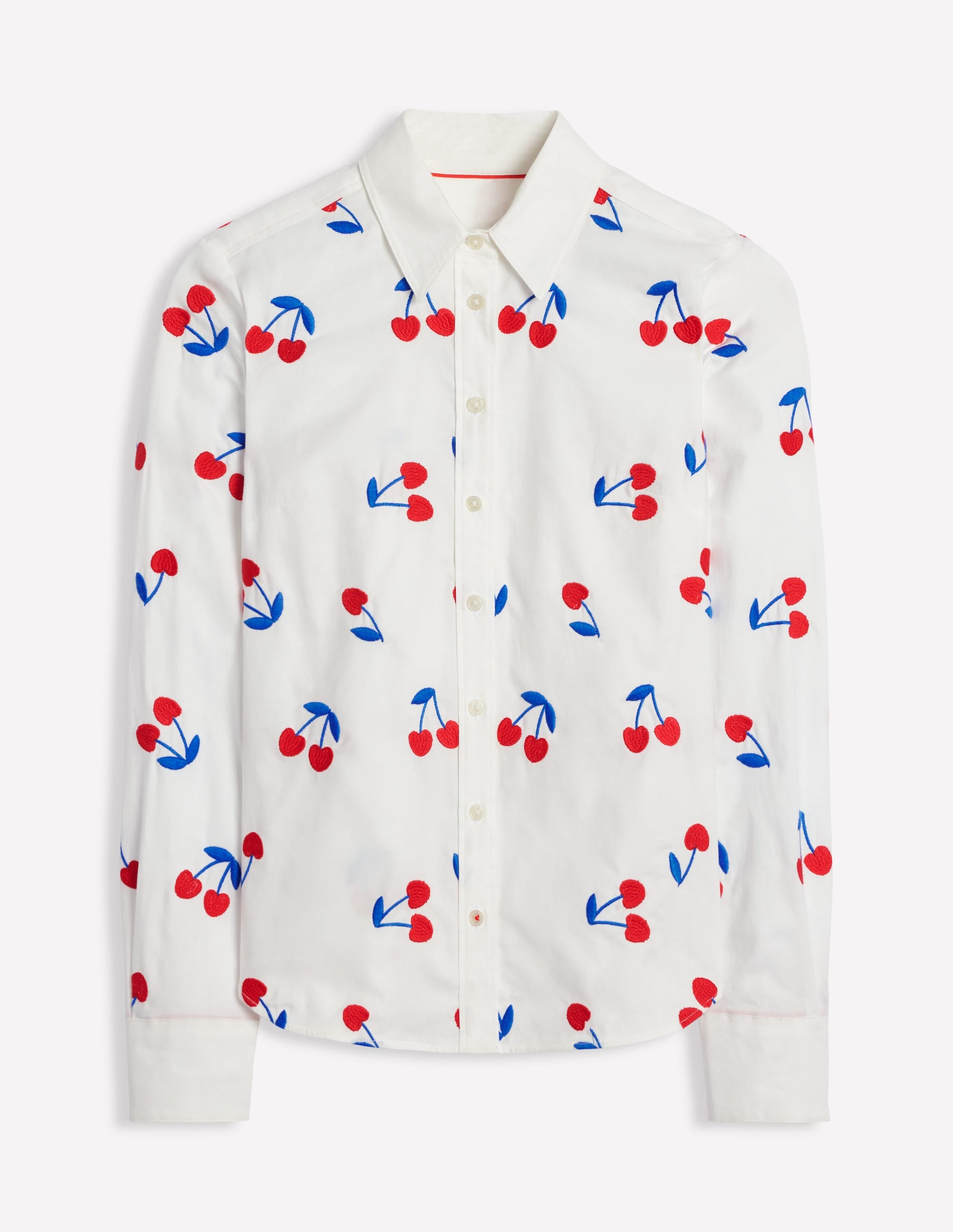 Sienna Interest Cotton Shirt-White, Cherries - Image 6