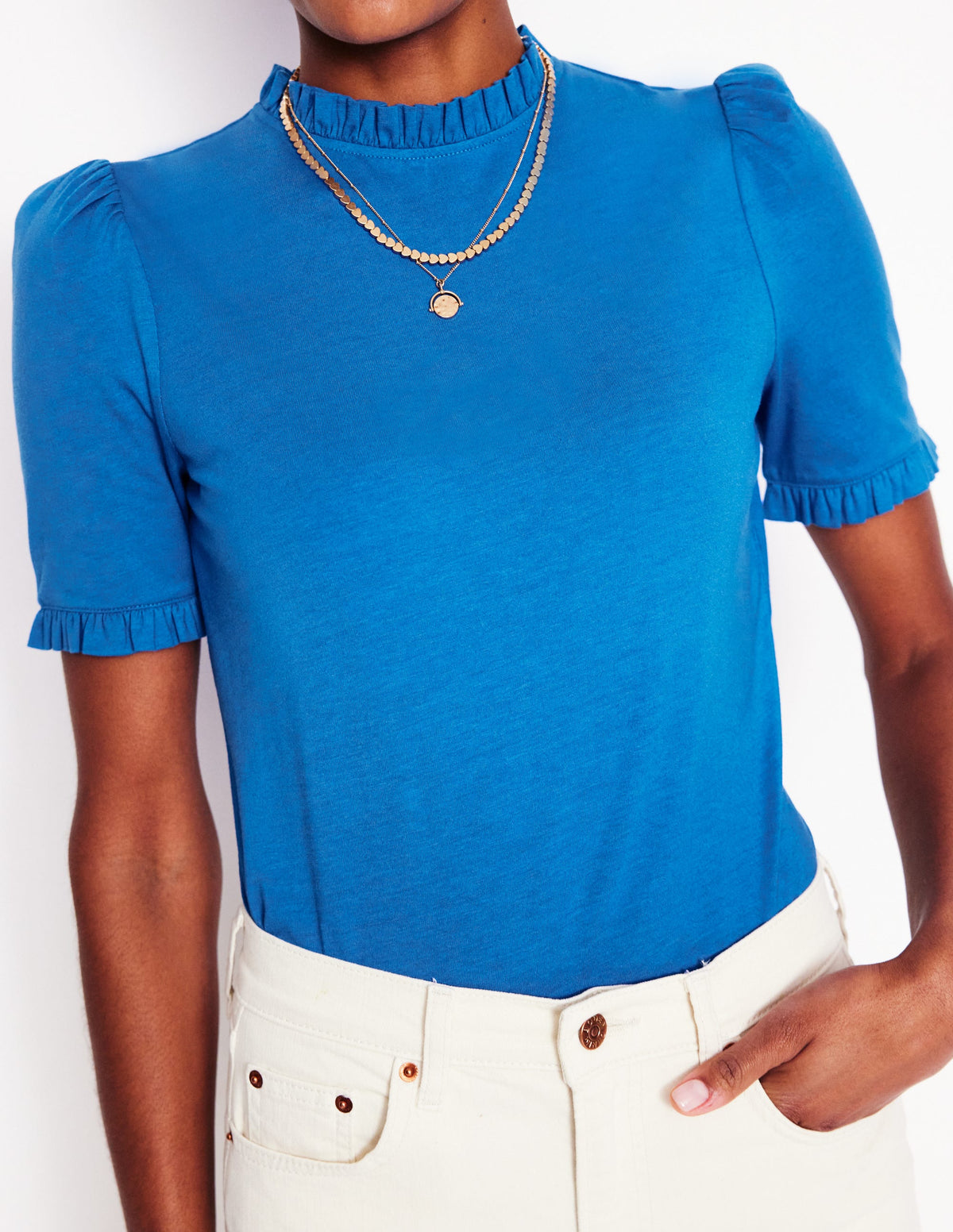 Supersoft Frill Detail T-shirt-Gallery Blue - Image 2