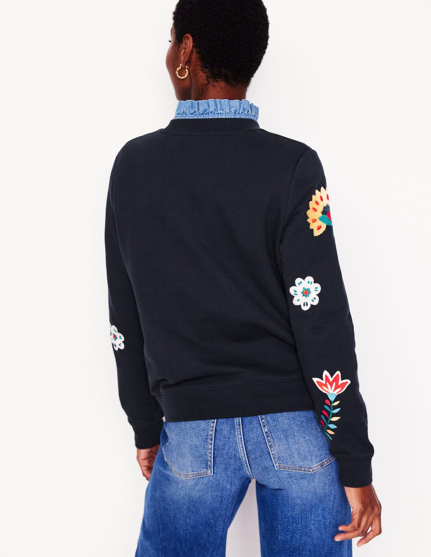 Hannah Embroidered Sweatshirt-Navy, Conversational