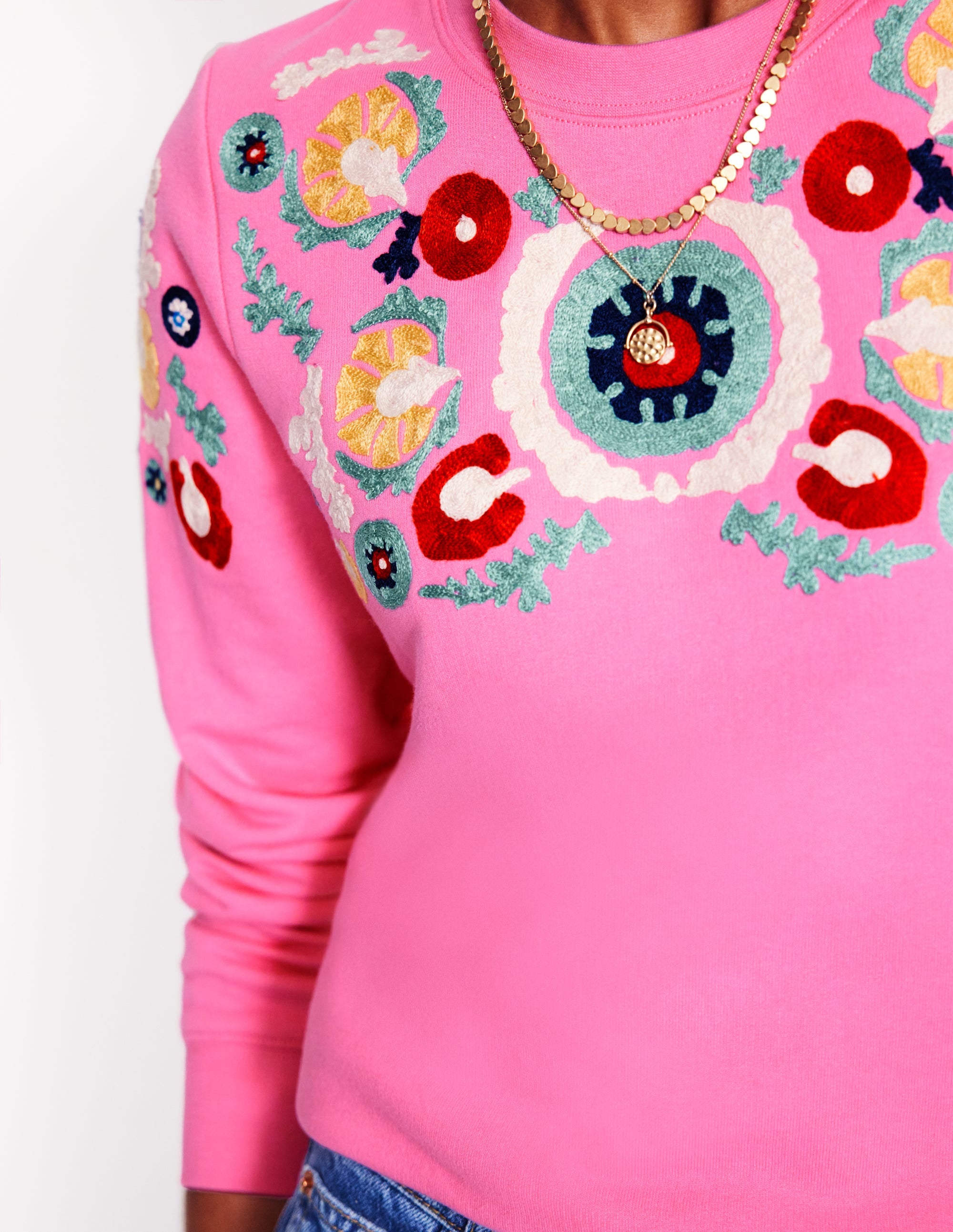 Hannah Embroidered Sweatshirt-Pink Rose - Image 2