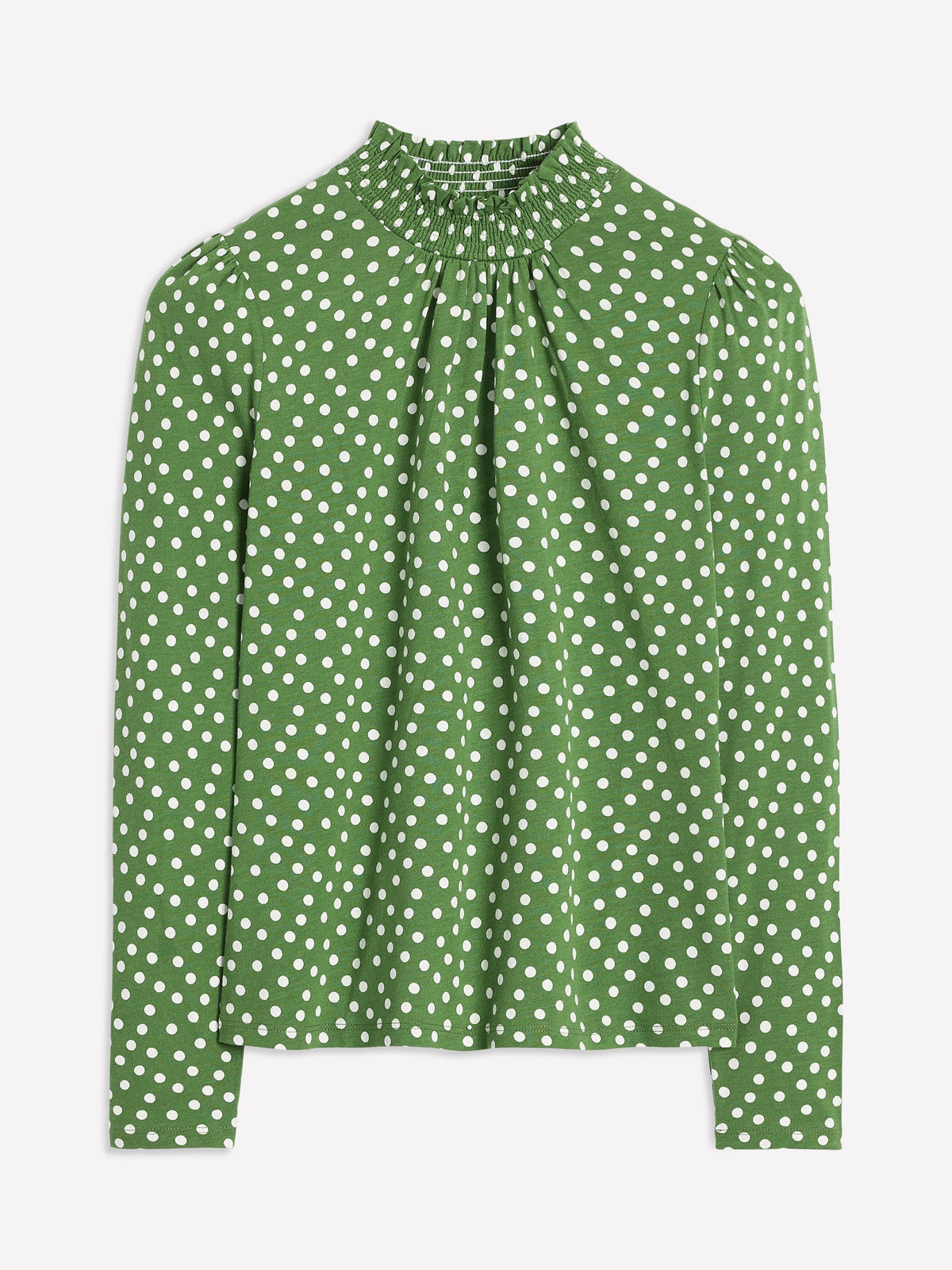 Smocked Neck Printed Top-Promenade Green, Abstract Dot - Image 5