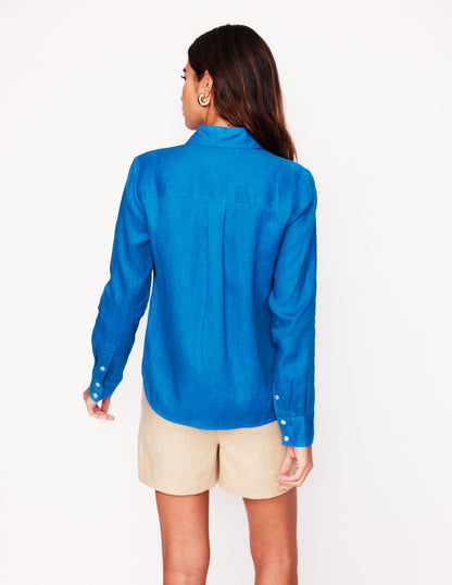 Sienna Linen Shirt-Cerulean Blue