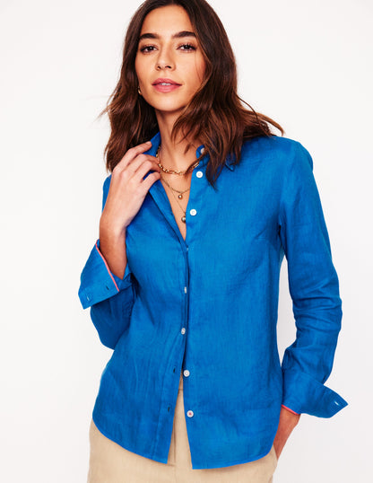 Sienna Linen Shirt-Cerulean Blue