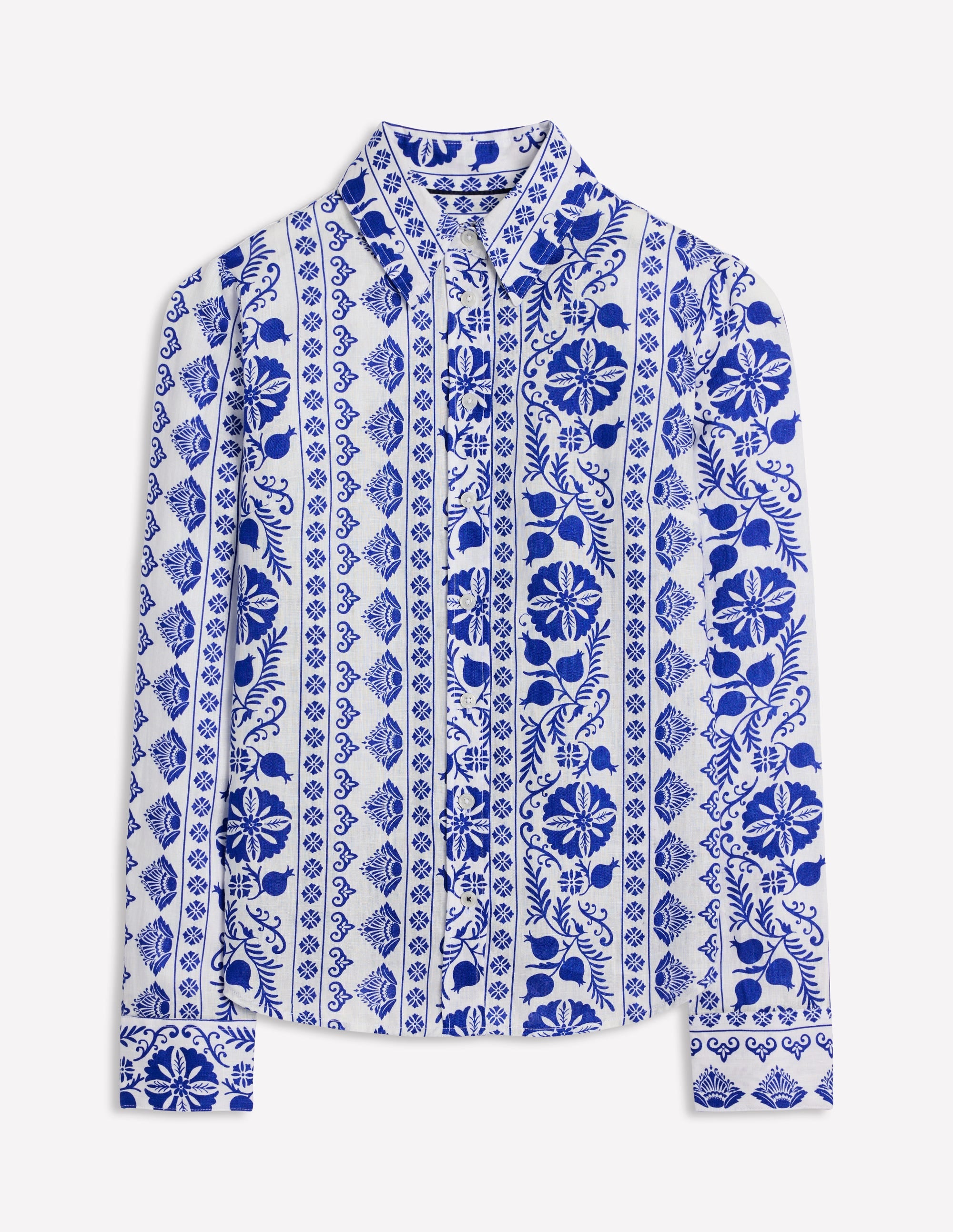Sienna Linen Shirt-Ivory, Ornate Border - Image 6