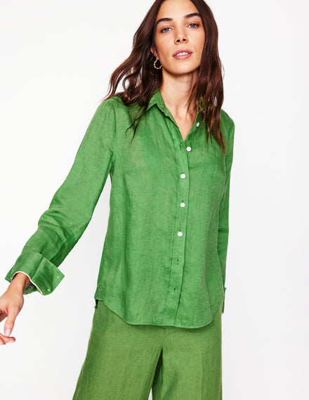 Sienna Linen Shirt-Paradise Green