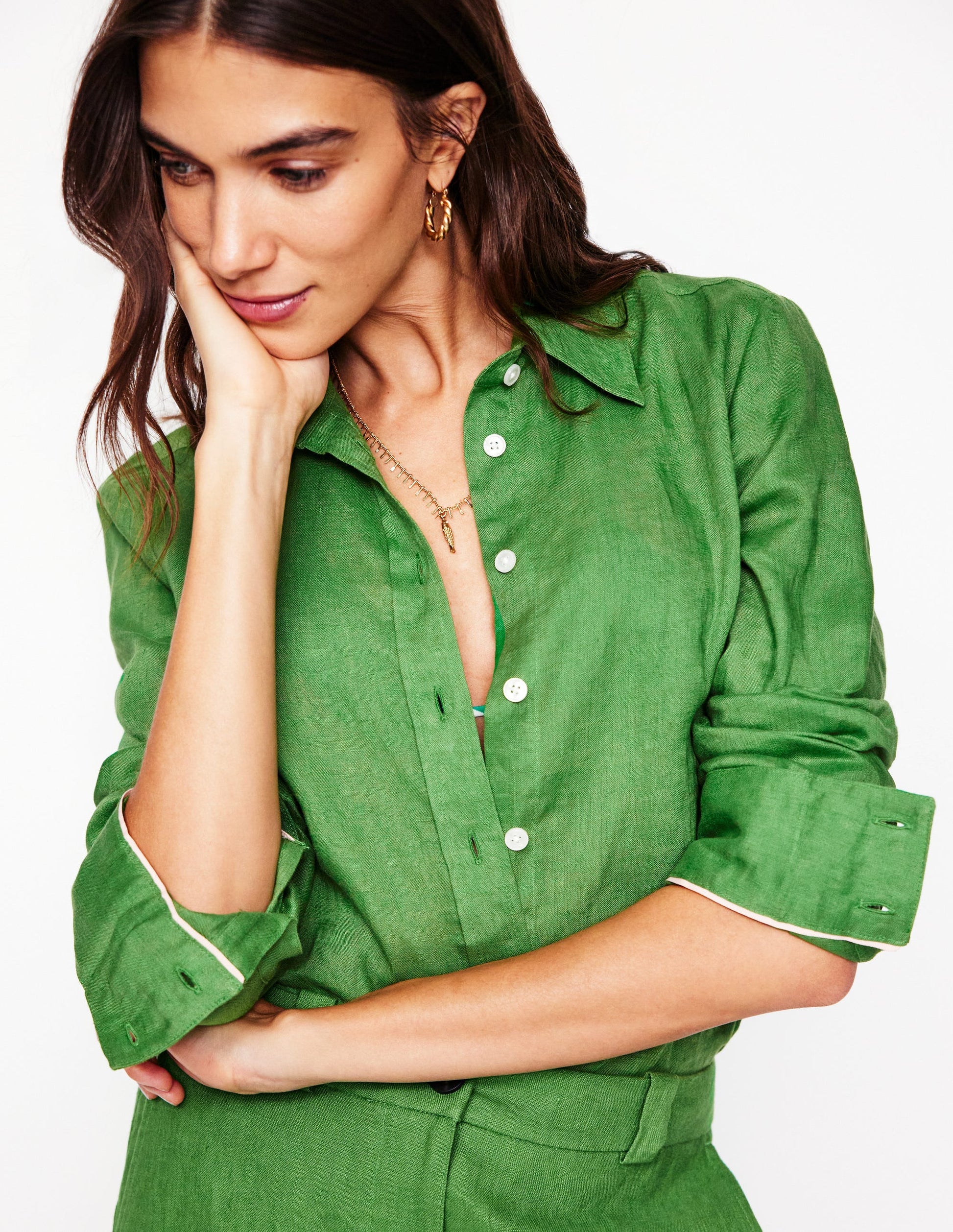 Sienna Linen Shirt-Paradise Green-4