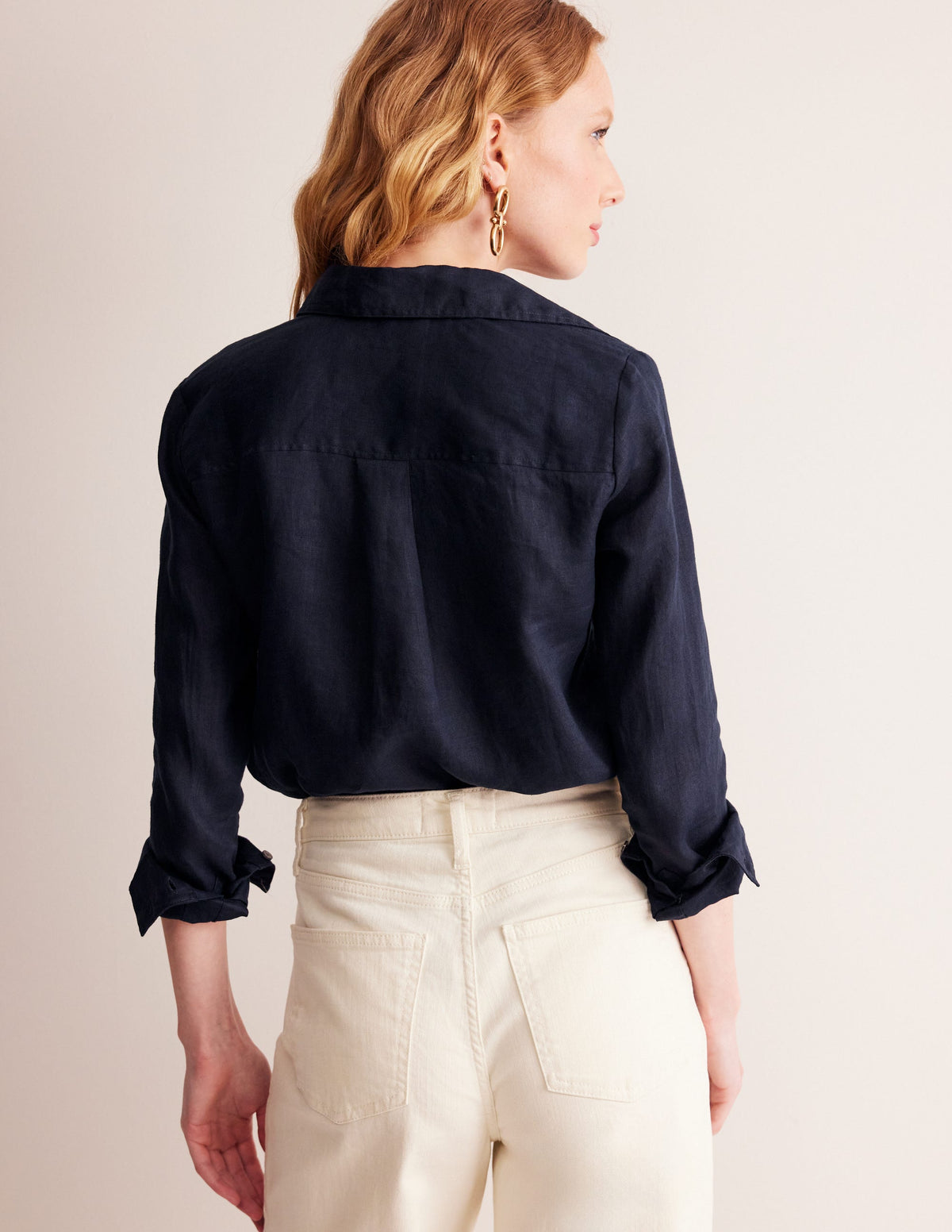 Sienna Linen Shirt-Navy - Image 3