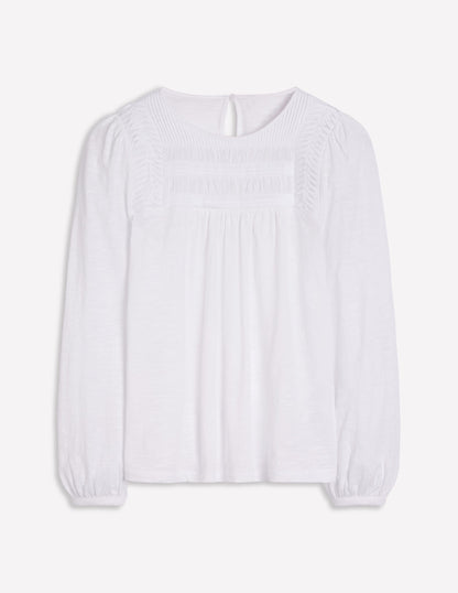 Pintuck Yoke Top-White