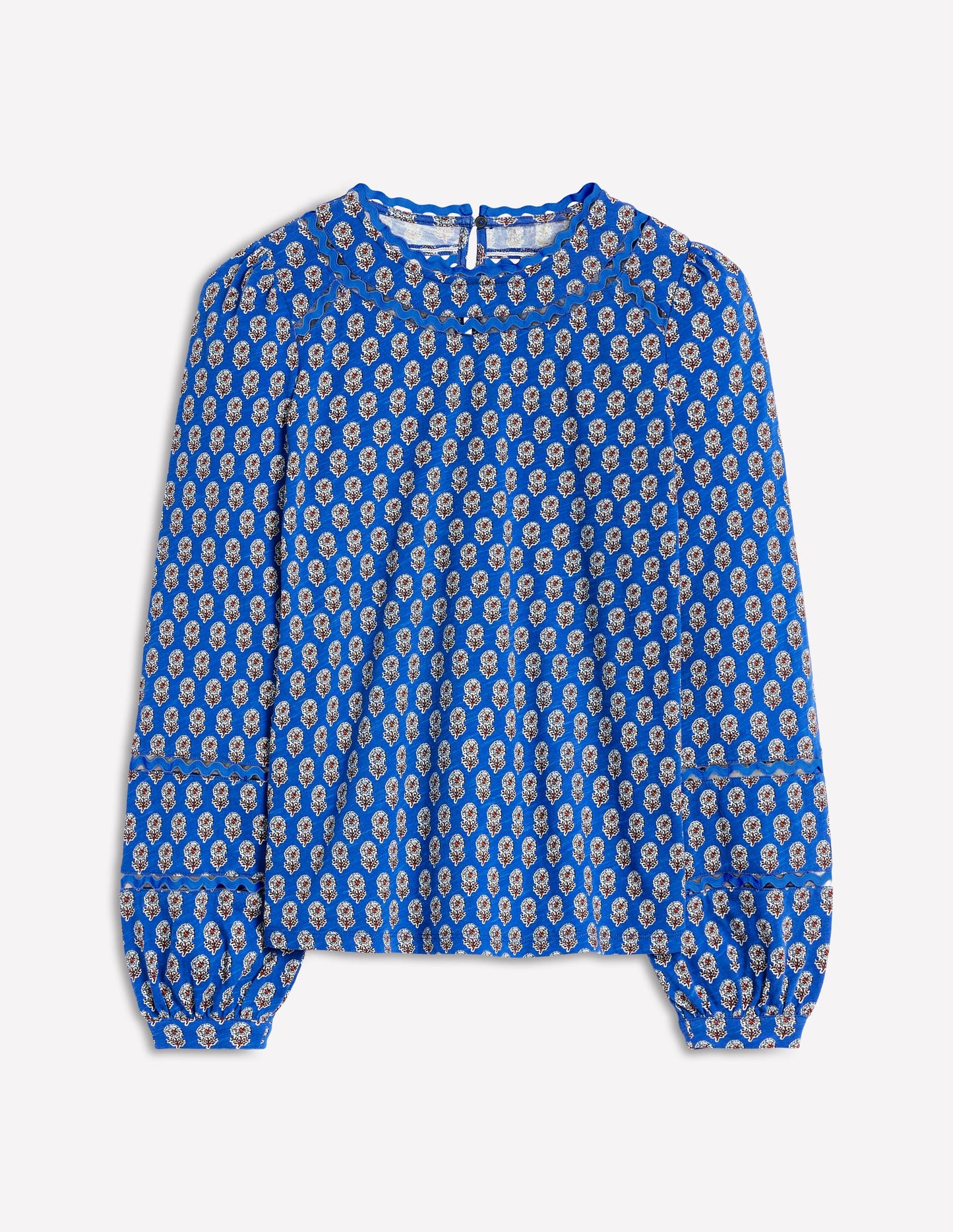 Daisy Long Sleeve Top-Gallery Blue, Camellia Stamp