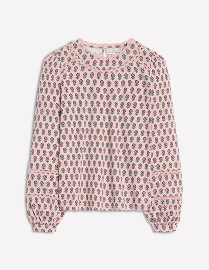 Daisy Long Sleeve Top-Milkshake, Camellia Stamp