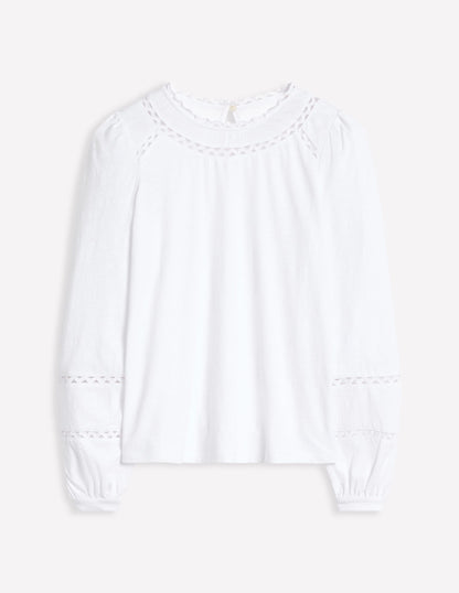 Daisy Long Sleeve Top-White