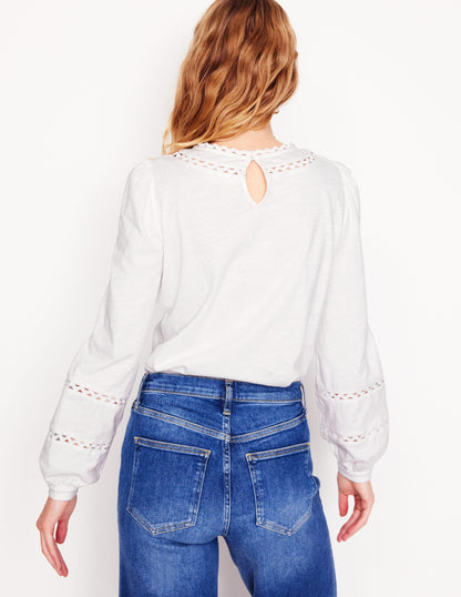 Daisy Long Sleeve Top-White