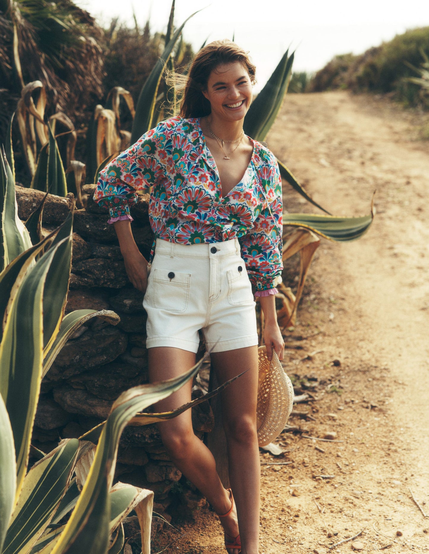 Easy Cotton Blouse-Multi, Decorative Dandelion