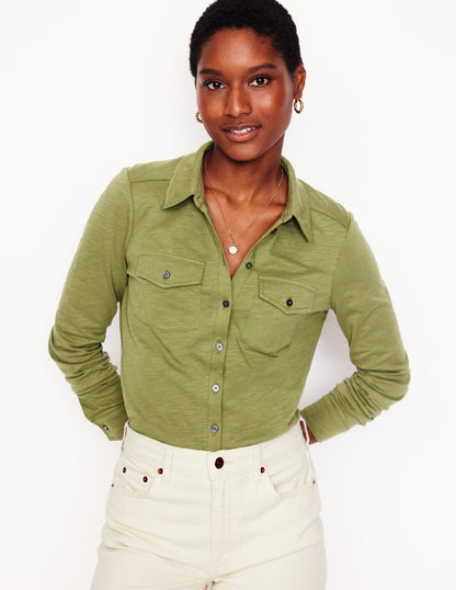 Amy Jersey Shirt-Soft Olive