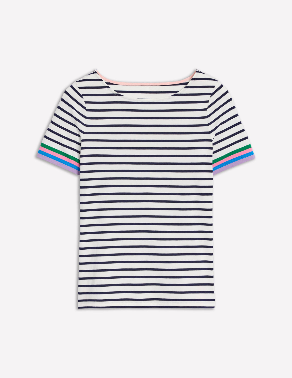 Ella Short Sleeve Breton-Emerald, Purple Sleeve Stripe - Image 5
