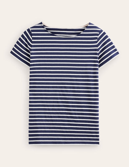 Ella Short Sleeve Breton-Navy, Ivory