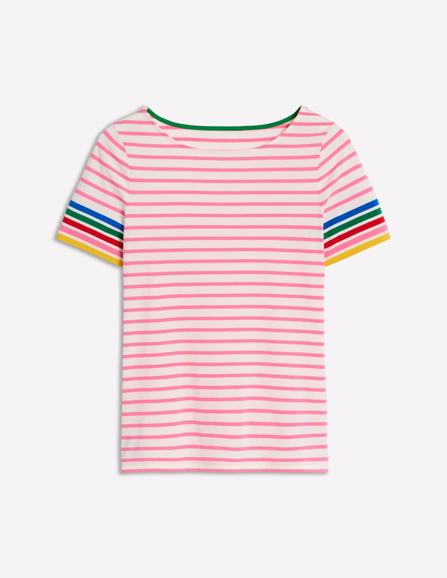 Ella Short Sleeve Breton-Pink Rose Multi Sleeve Stripe