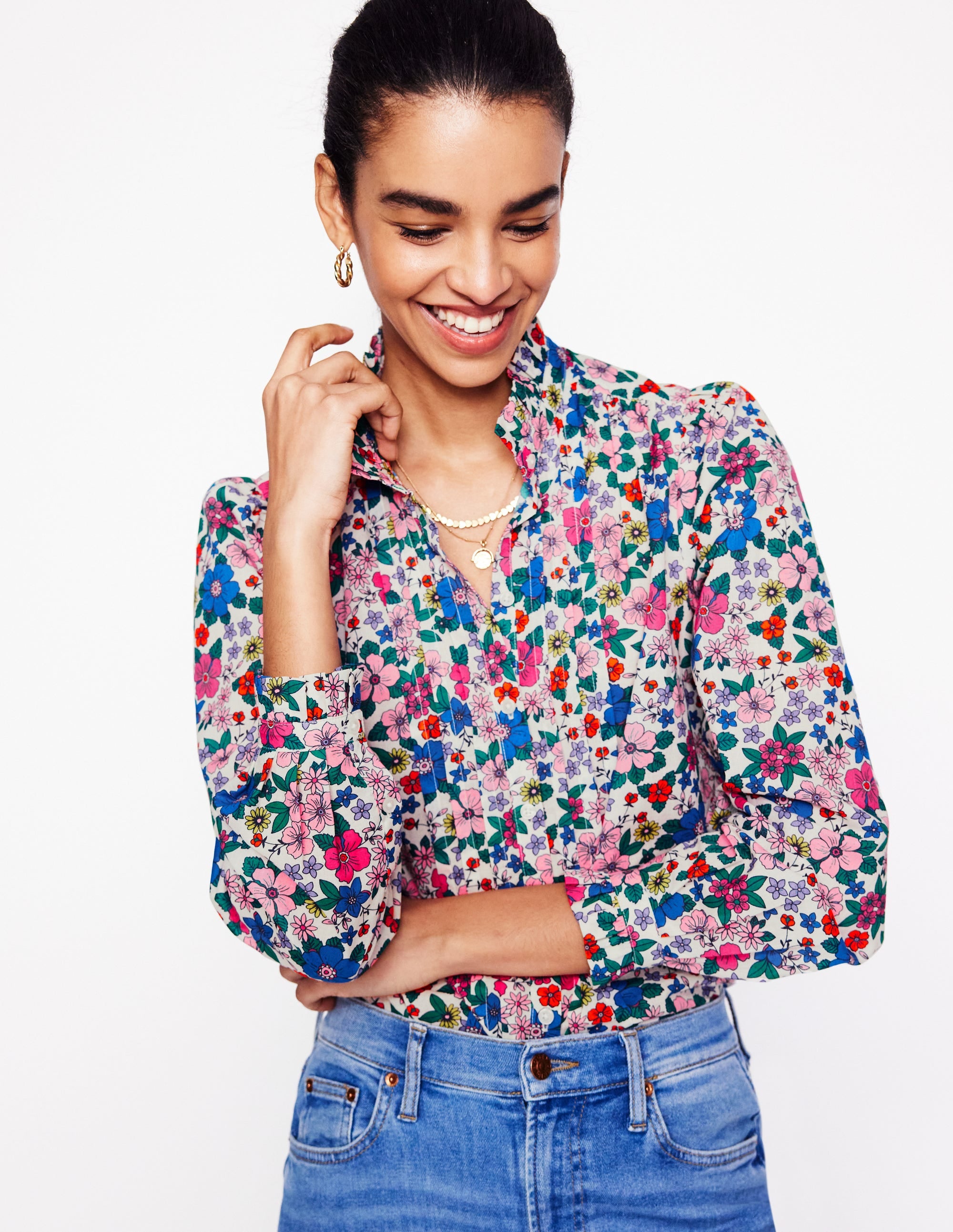 Felicity Cotton Blouse-Multi, Blossom Scatter - Image 1