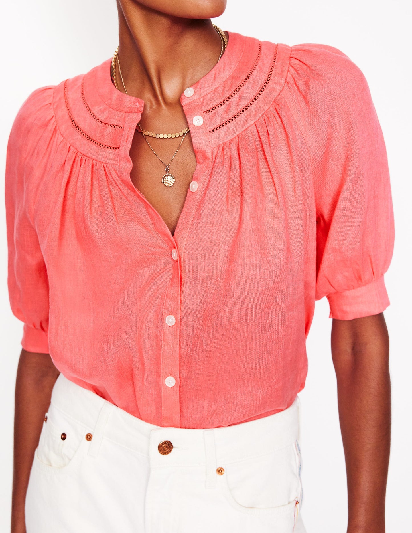 Bea Linen Top-Azealia Pink