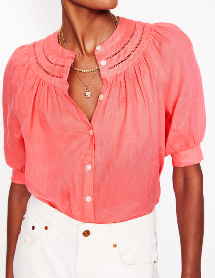 Bea Linen Top-Azealia Pink