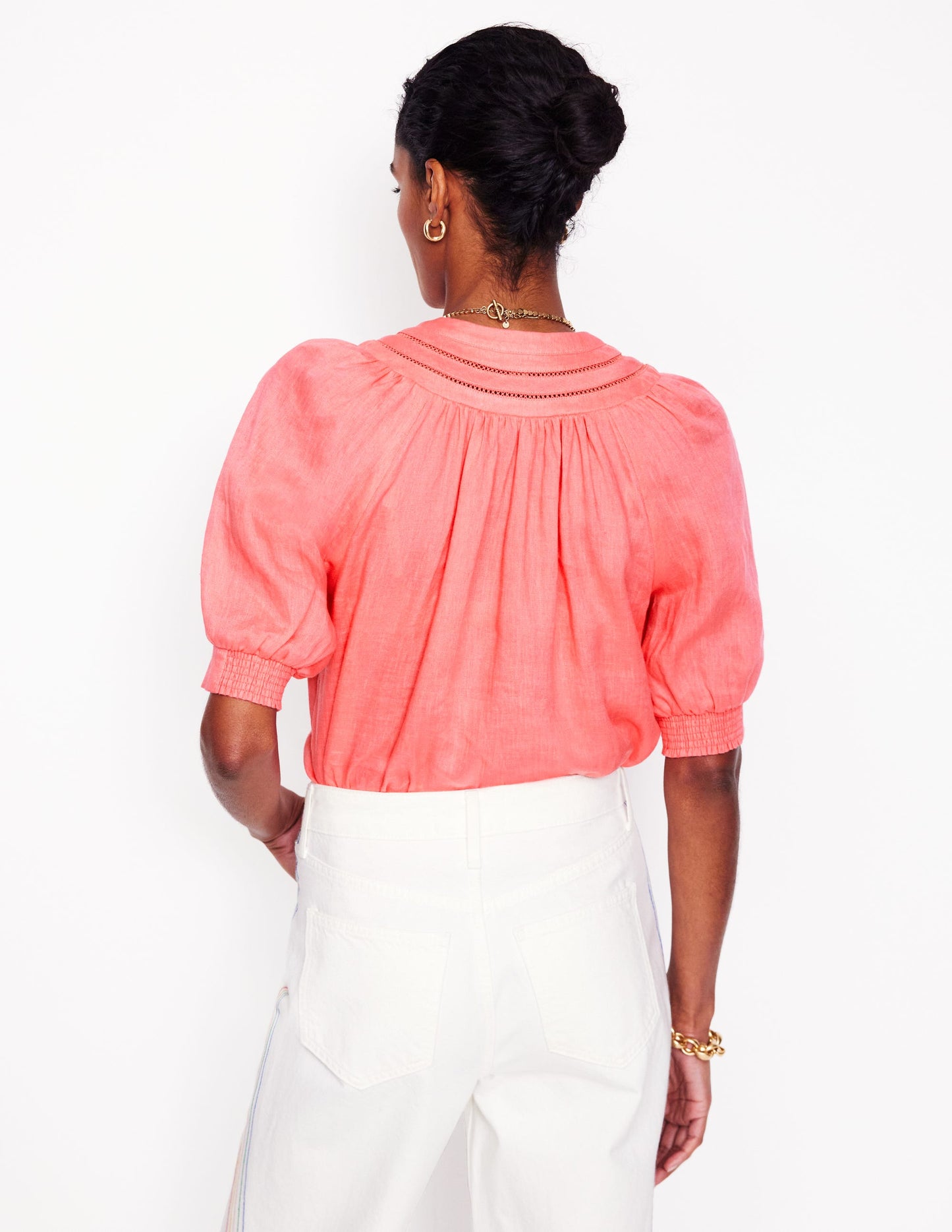Bea Linen Top-Azealia Pink