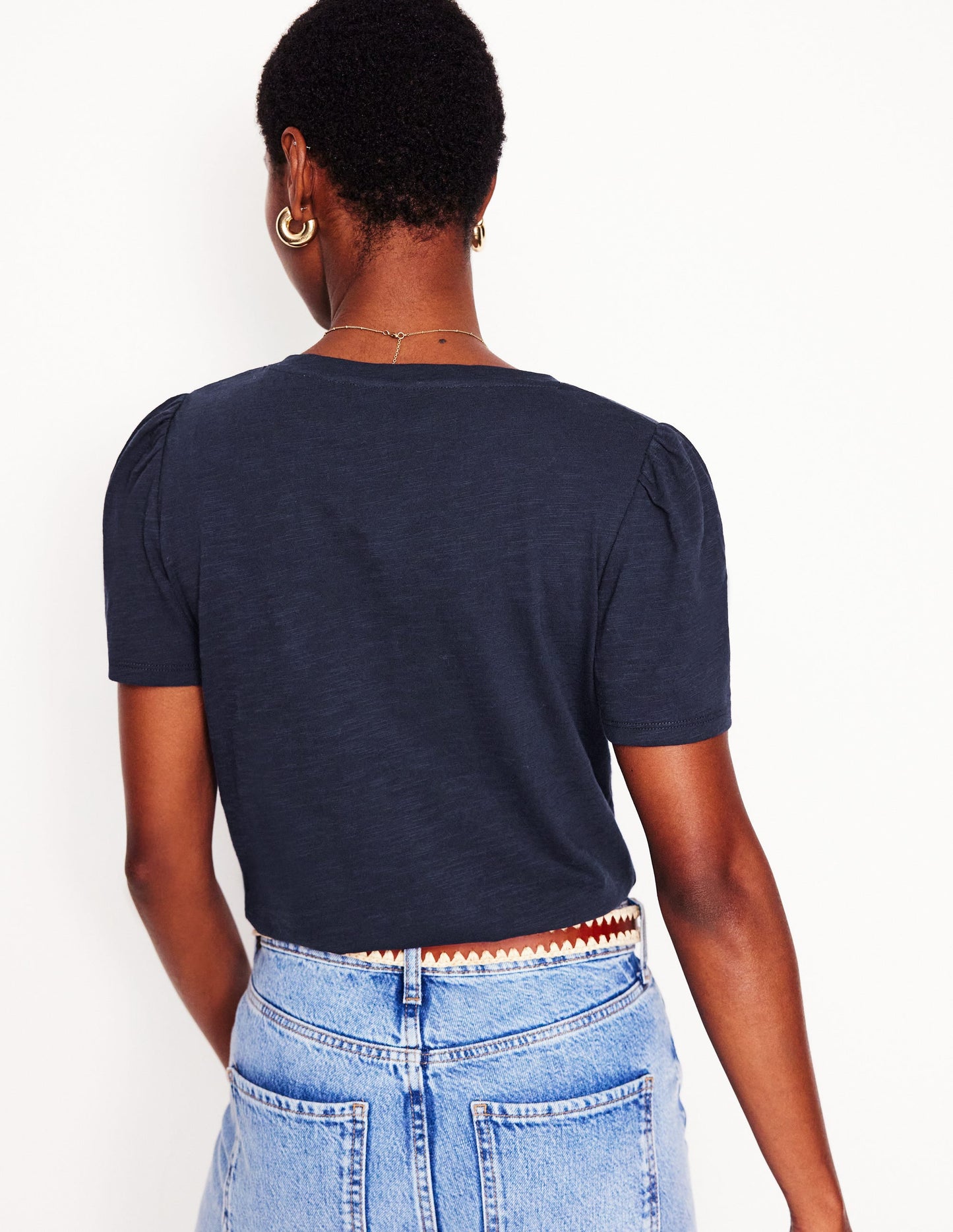 Short Sleeve V Neck T-shirt-Navy