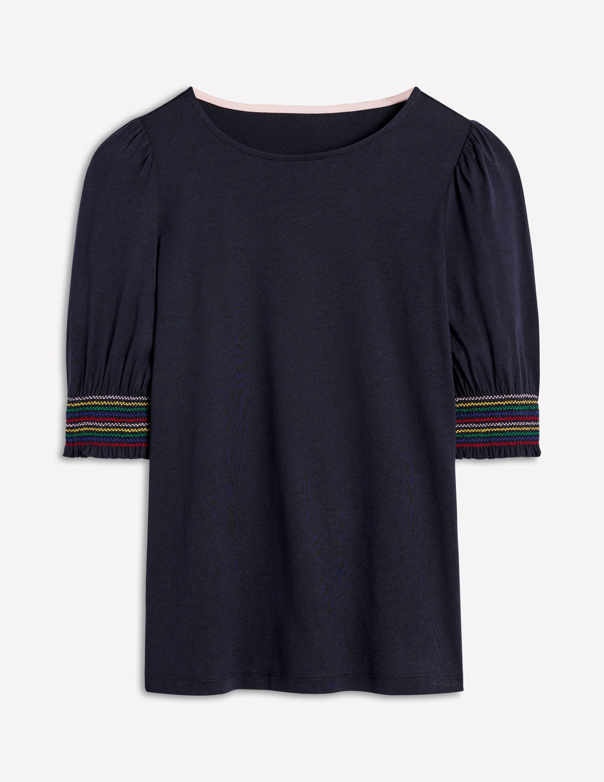 Cotton Smocked Cuff Top-Navy - Image 5