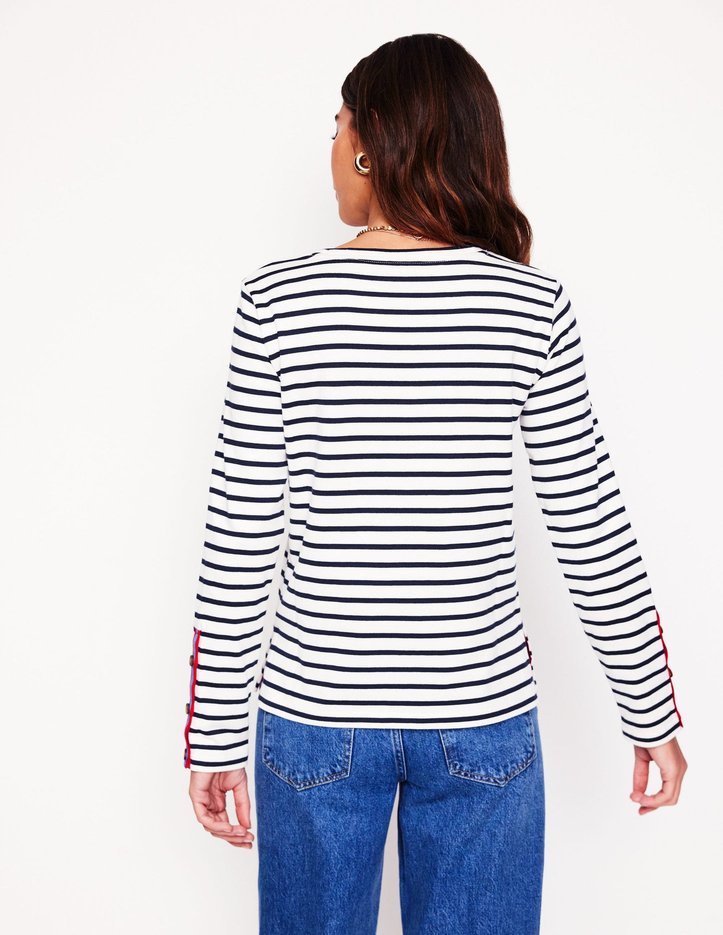 Button Cuff Marina Breton-Ivory, French Navy Stripe